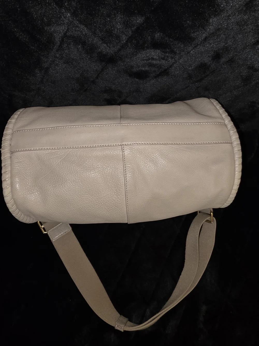 Bally Gray/Taupe Leather Shoulder Bag with Gold-Tone Hardware